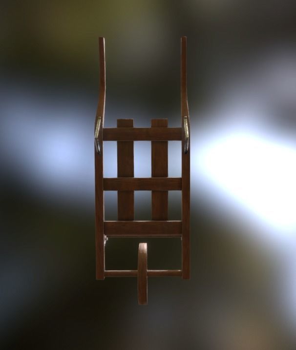 Old Wheelbarrow Dark Low-Poly PBR VR AR Low-poly 3D model_10