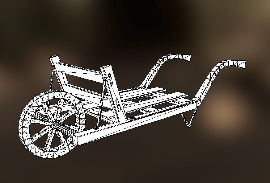Old Wheelbarrow Dark Low-Poly PBR VR AR Low-poly 3D model_11