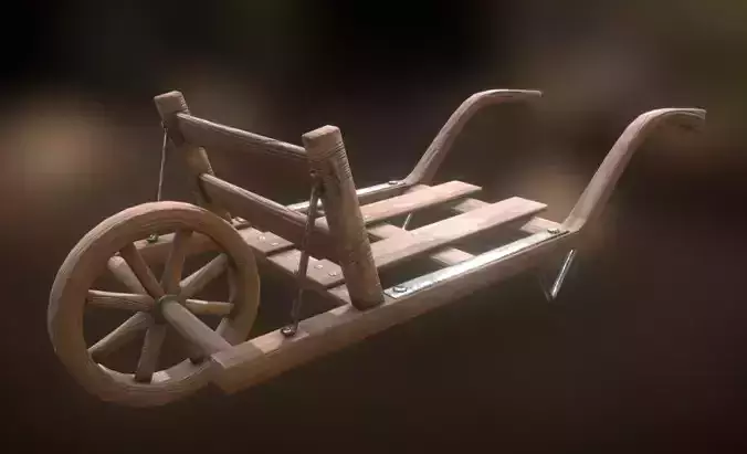 Old Wheelbarrow Dark Low-Poly PBR VR AR Low-poly 3D model