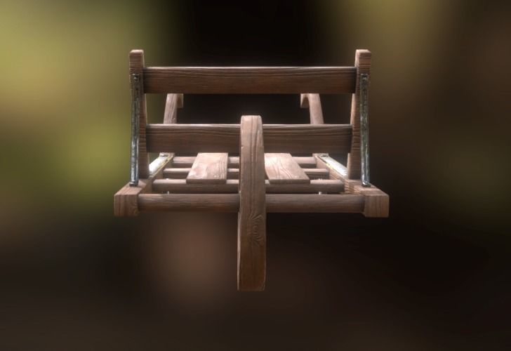 Old Wheelbarrow Dark Low-Poly PBR VR AR Low-poly 3D model_8