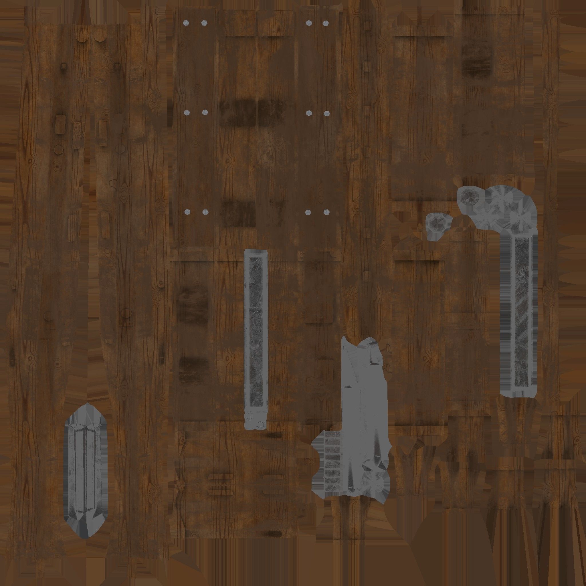 Old Wheelbarrow Dark Low-Poly PBR VR AR Low-poly 3D model_15