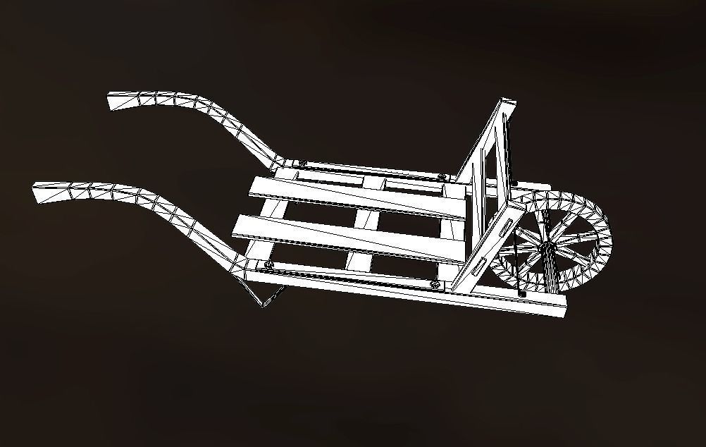 Old Wheelbarrow Dark Low-Poly PBR VR AR Low-poly 3D model_12