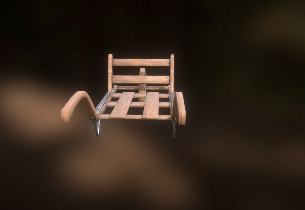 Old Wheelbarrow Dark Low-Poly PBR VR AR Low-poly 3D model_3