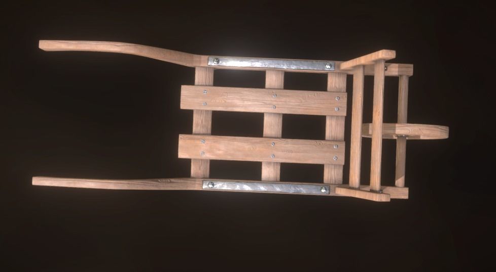 Old Wheelbarrow Dark Low-Poly PBR VR AR Low-poly 3D model_7