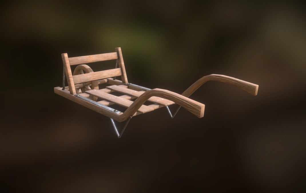 Old Wheelbarrow Dark Low-Poly PBR VR AR Low-poly 3D model_2