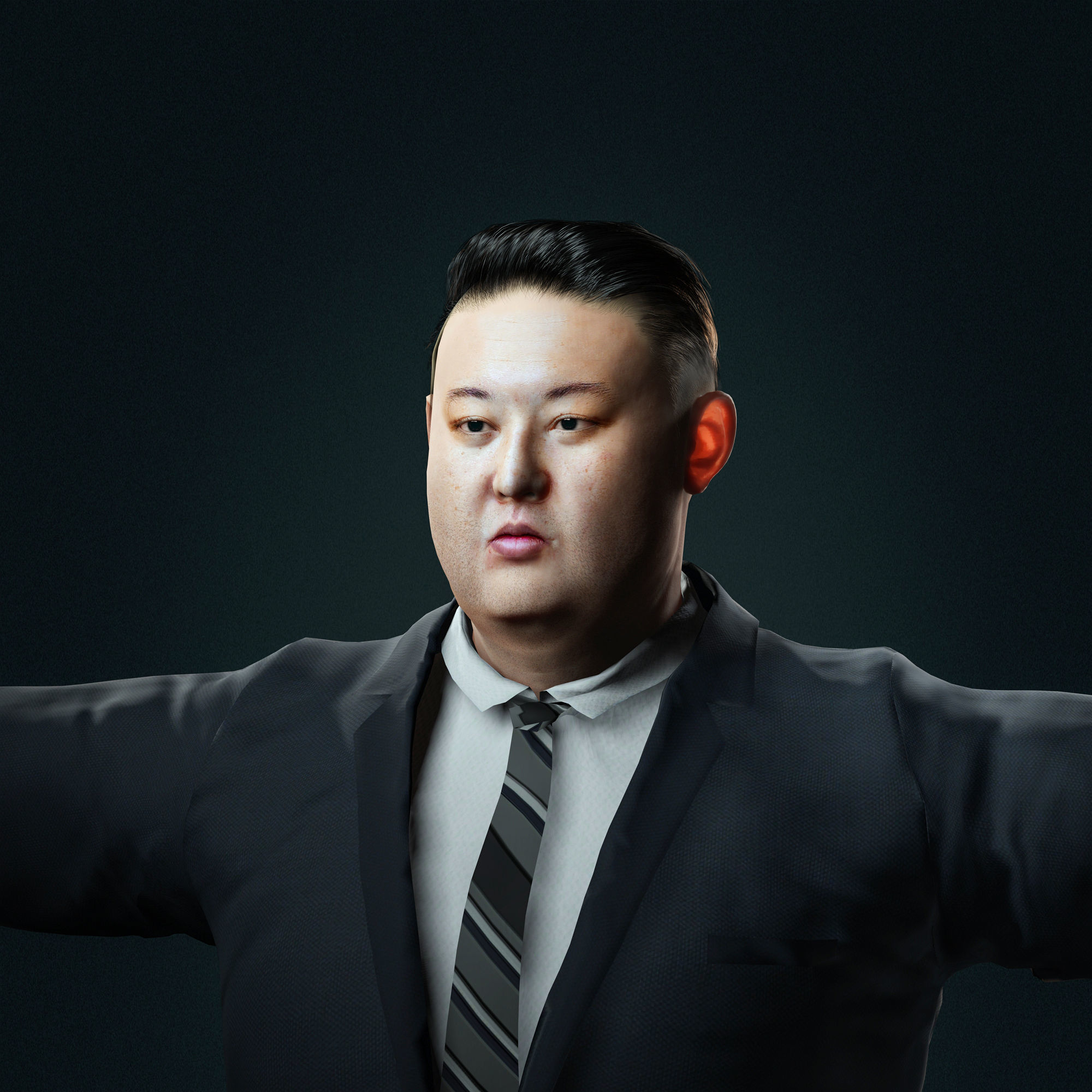 Kim Jong Un 3D Model - Hyper Realistic Low-poly 3D model_2