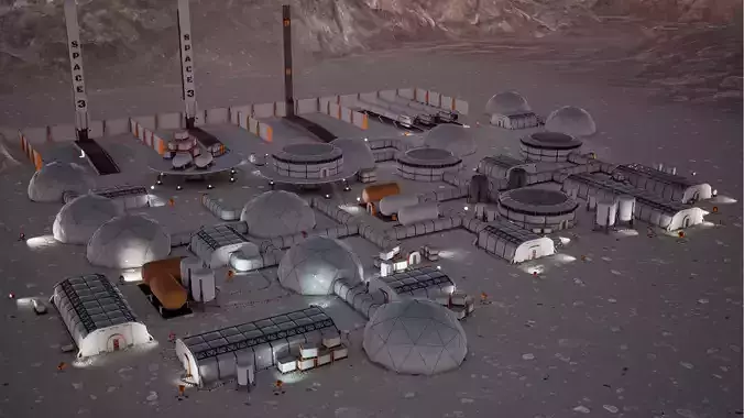 Low Poly Modular Space Station 02