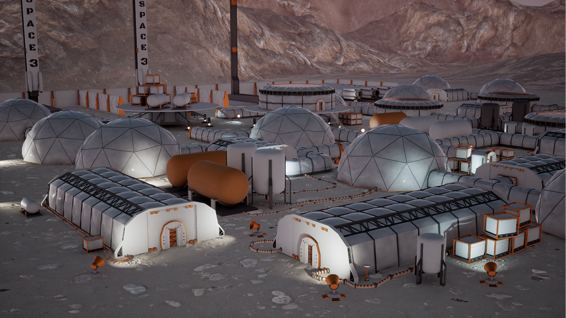 Low Poly Modular Space Station 02 Low-poly 3D model_1