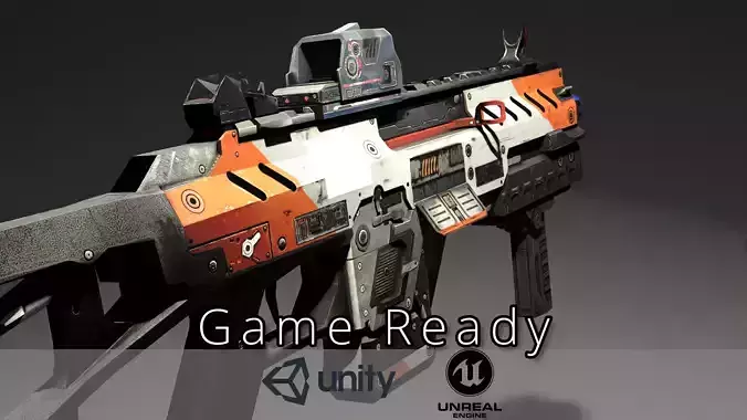 Sci-fi Submachine Gun  Game Ready  - CAR