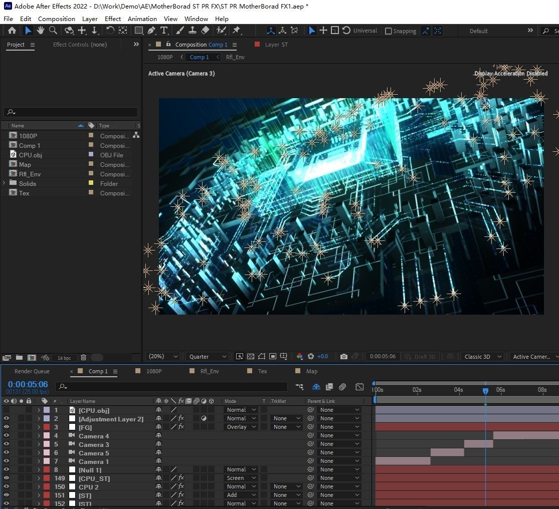 Electronic chip technology future particle data special effects 3D model_3