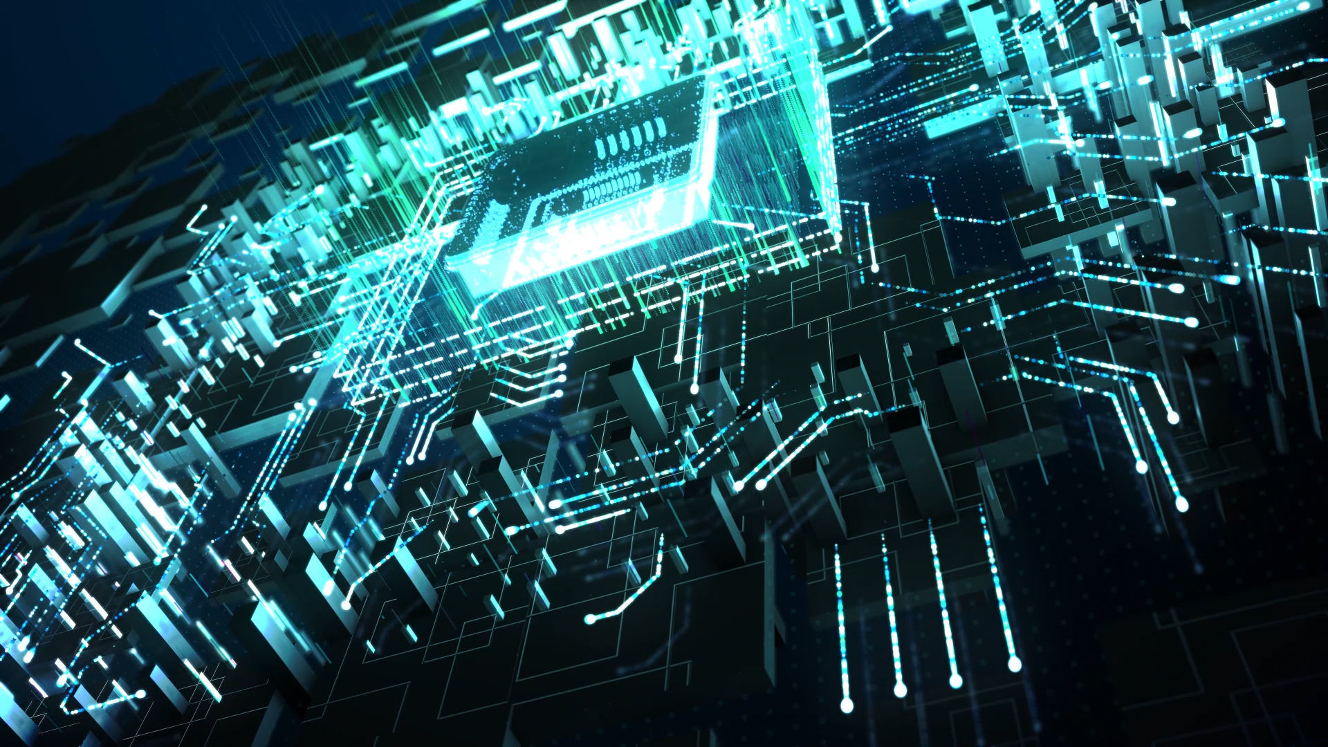 Electronic chip technology future particle data special effects 3D model_1