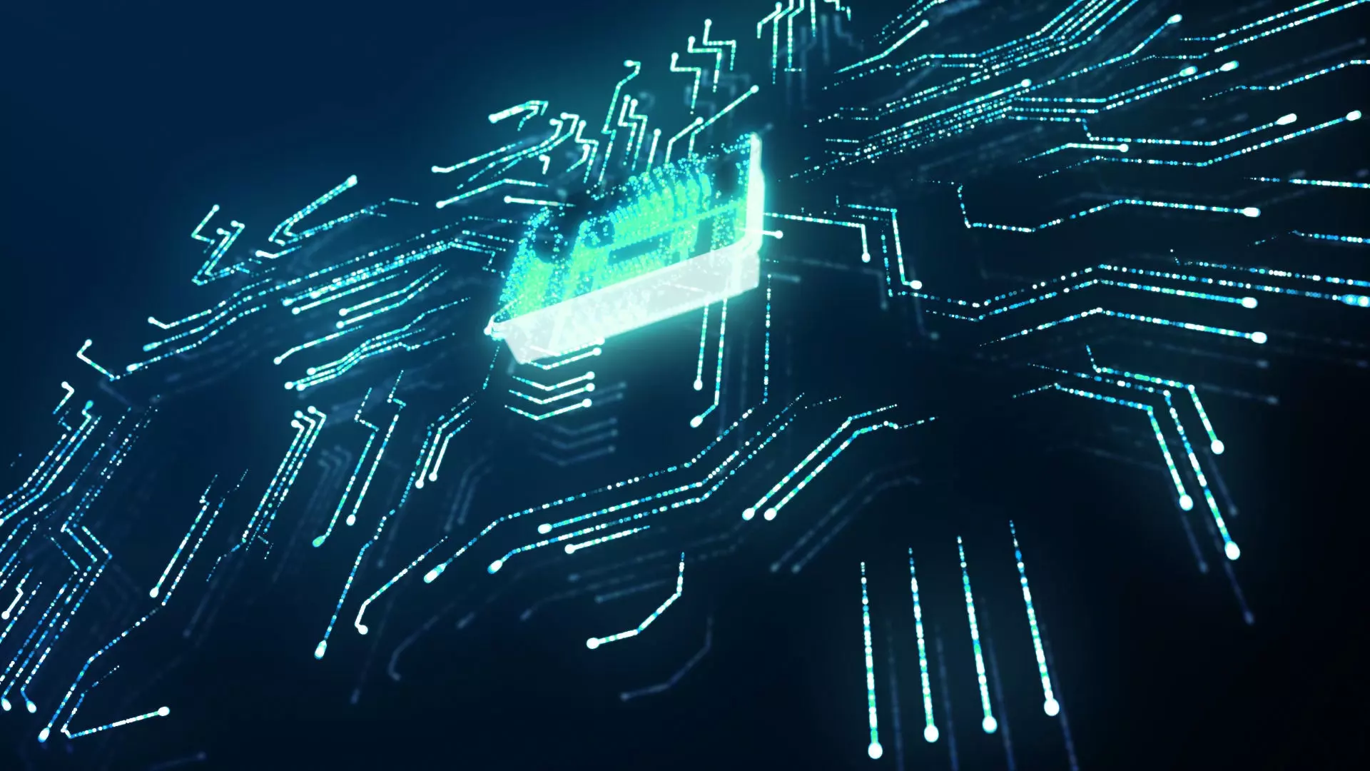 Electronic chip technology future particle data special effects 3D model_0