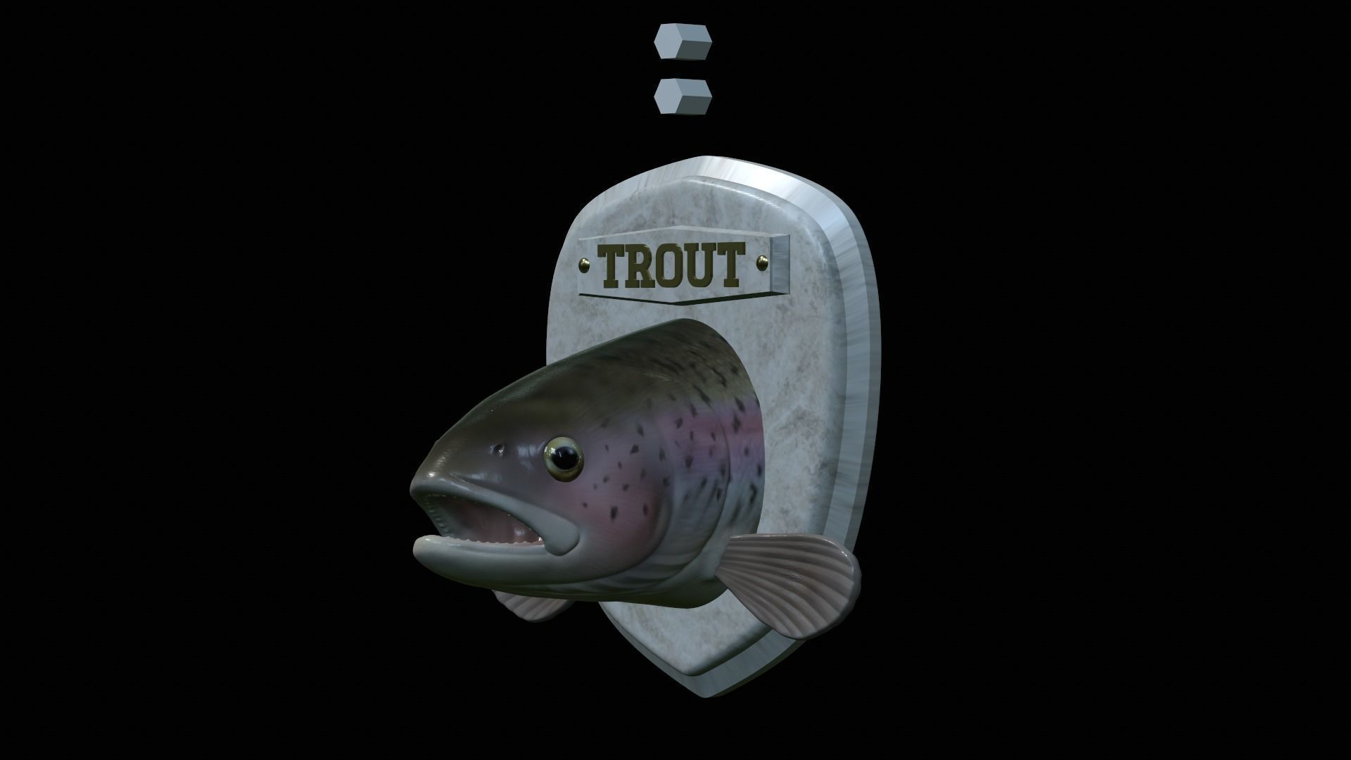 fish head trophy rainbow trout statue detailed texture 3D print model_1