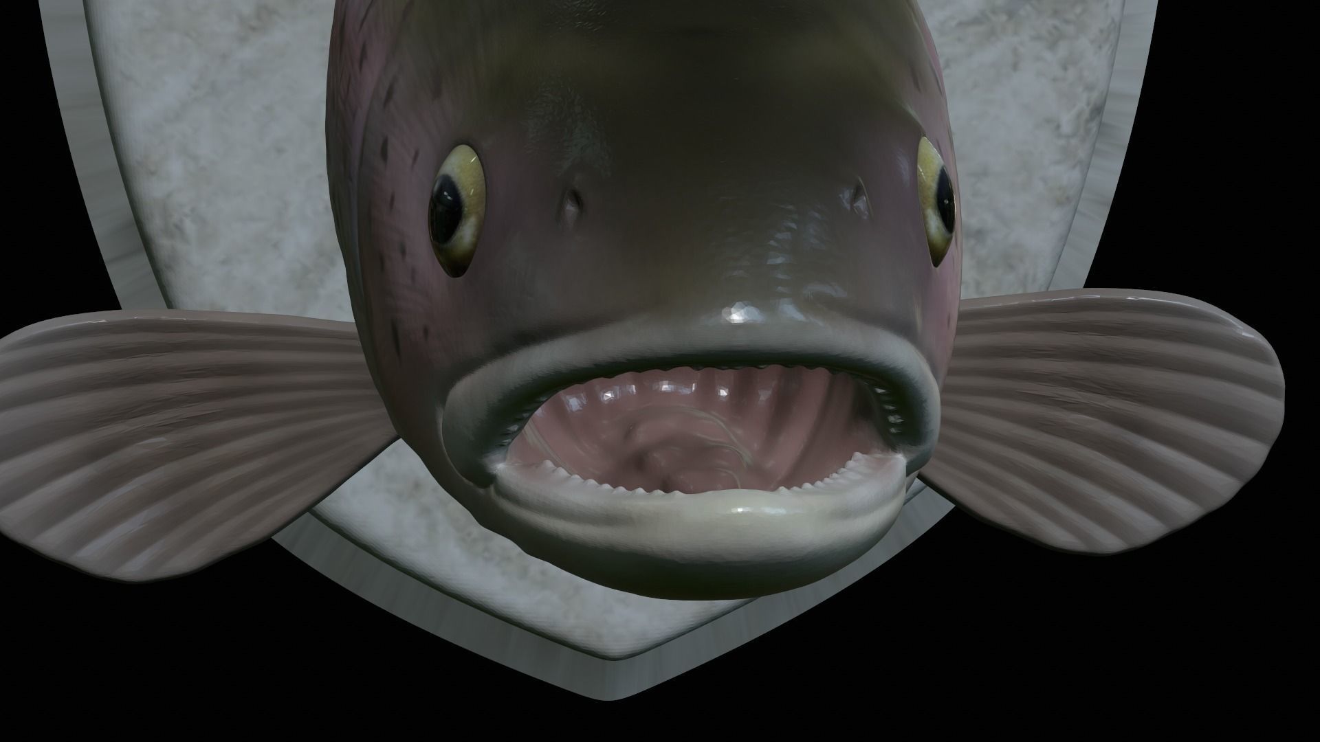 fish head trophy rainbow trout statue detailed texture 3D print model_33