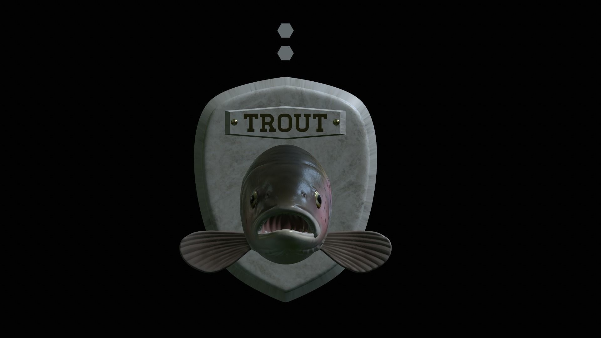 fish head trophy rainbow trout statue detailed texture 3D print model_32