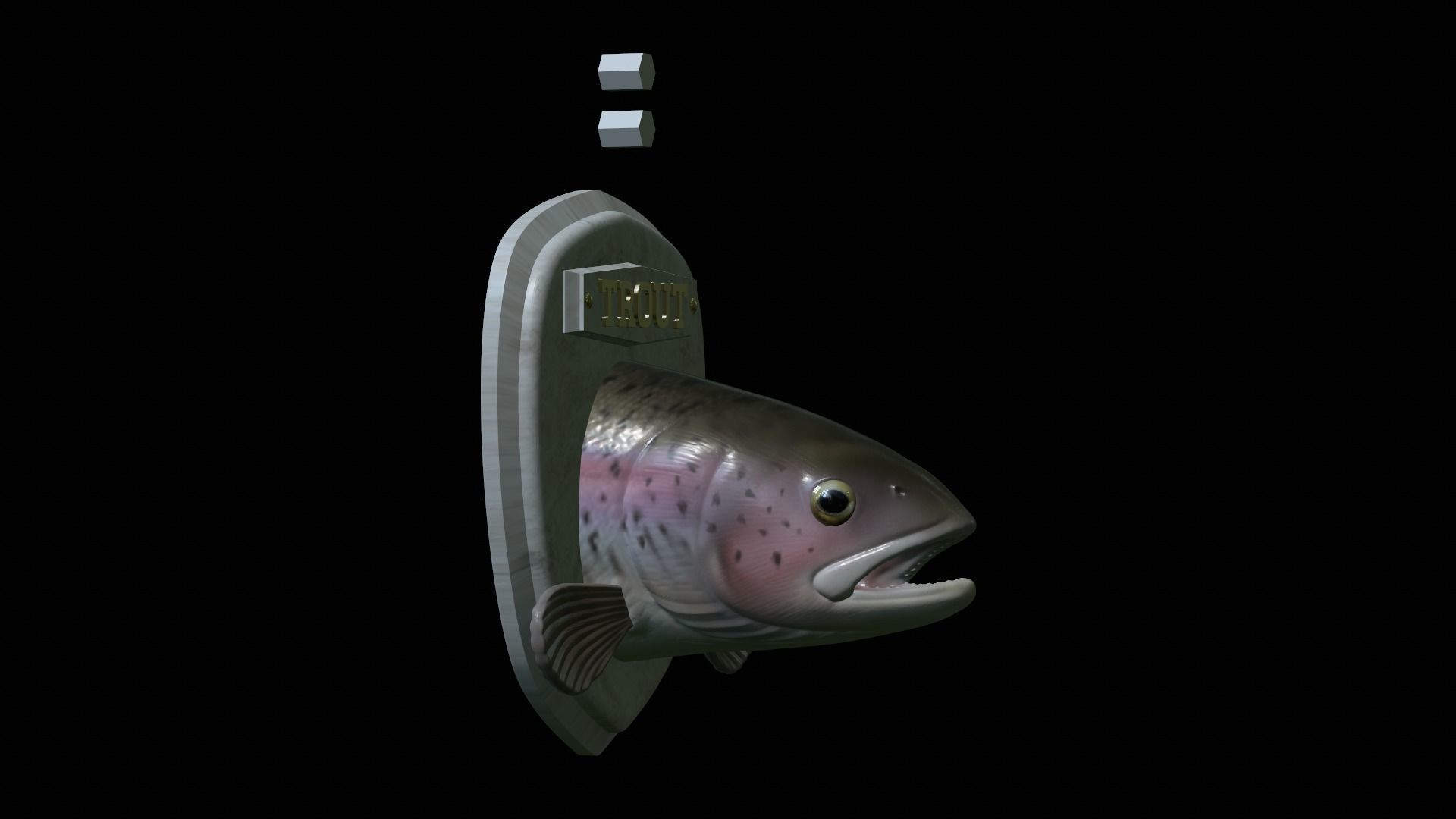fish head trophy rainbow trout statue detailed texture 3D print model_25