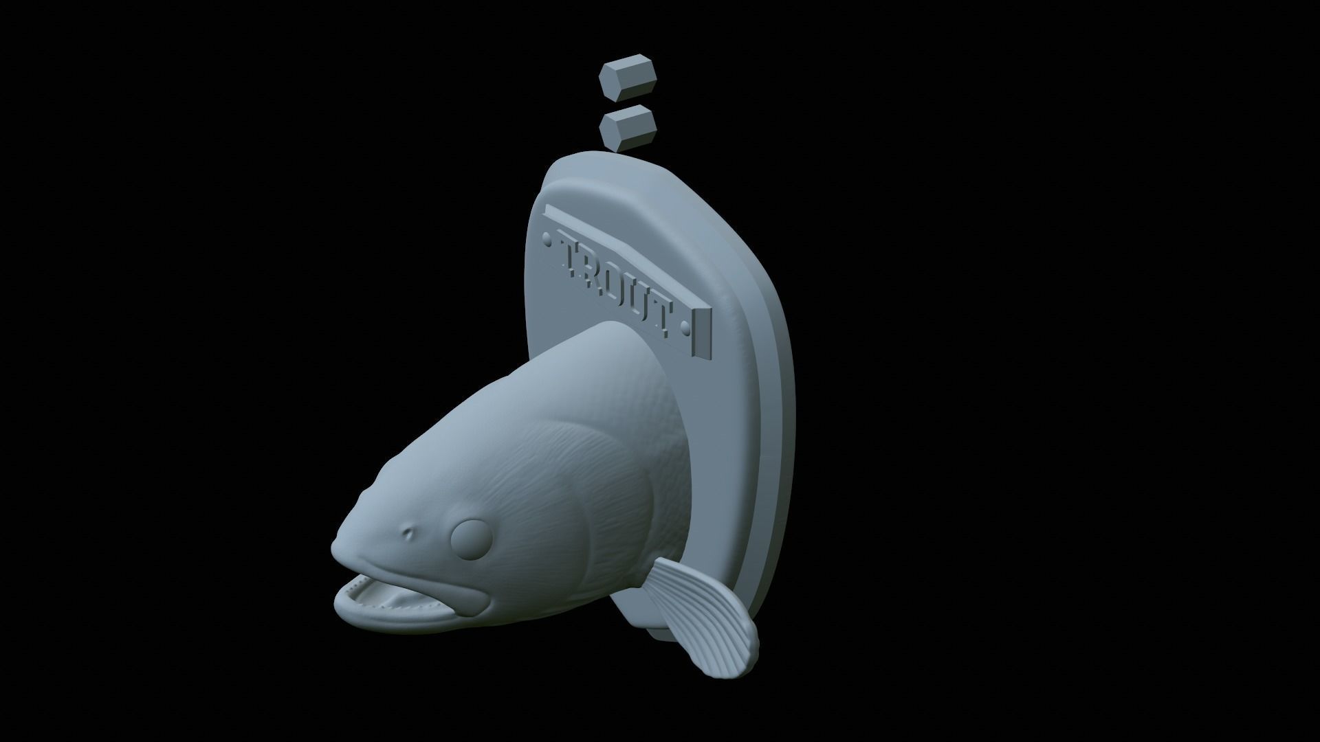 fish head trophy rainbow trout statue detailed texture 3D print model_27