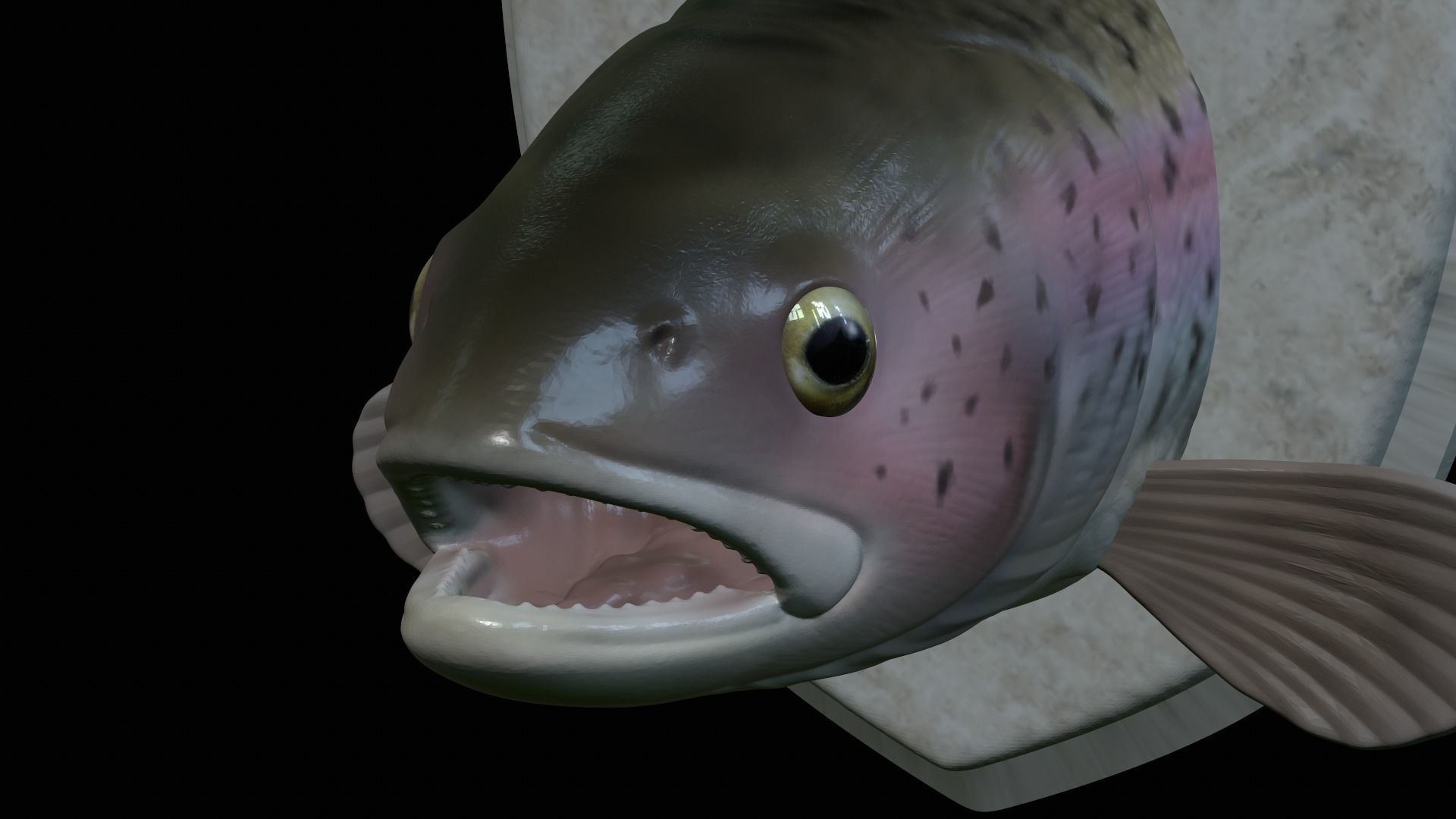 fish head trophy rainbow trout statue detailed texture 3D print model_39