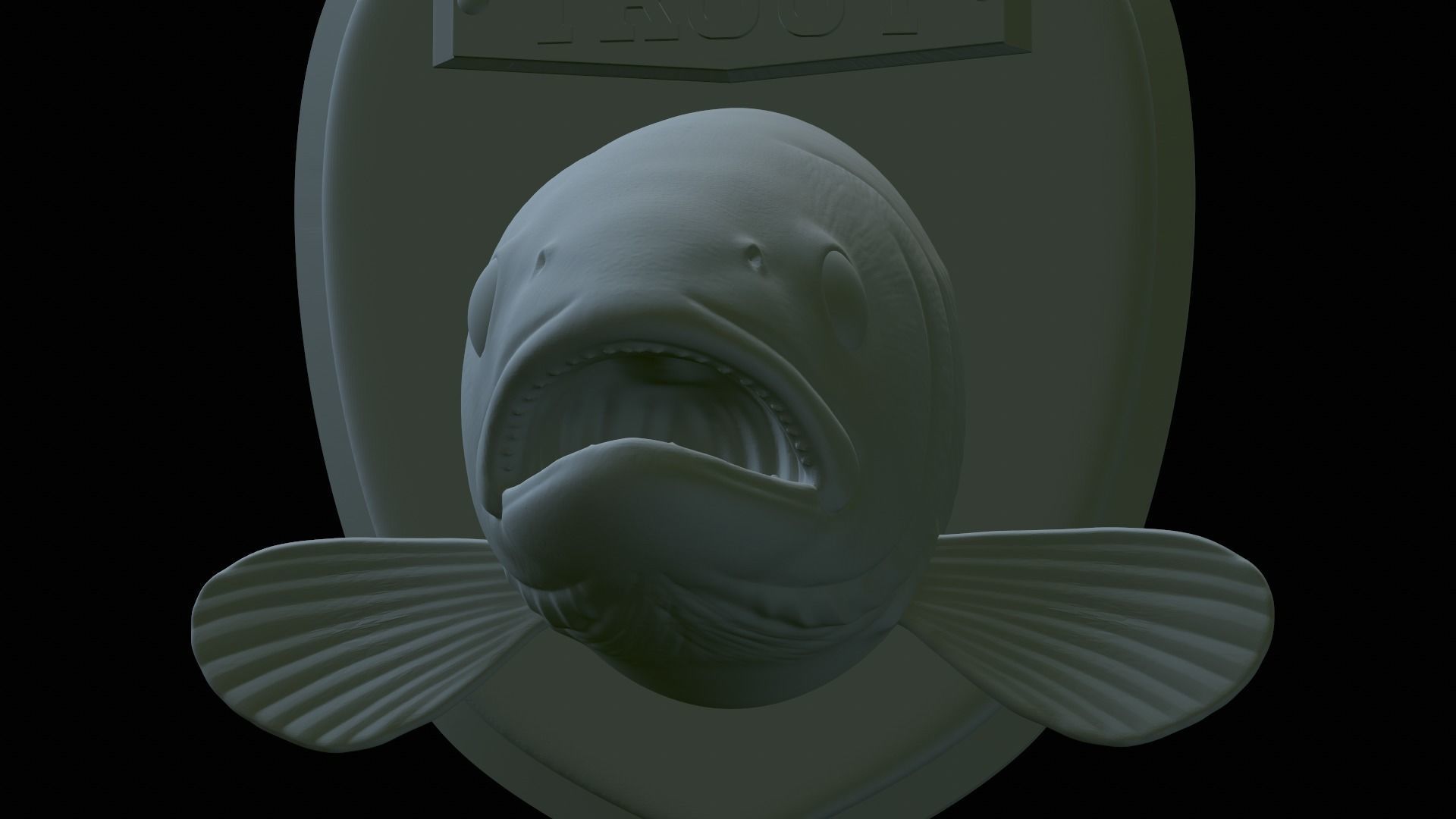 fish head trophy rainbow trout statue detailed texture 3D print model_40