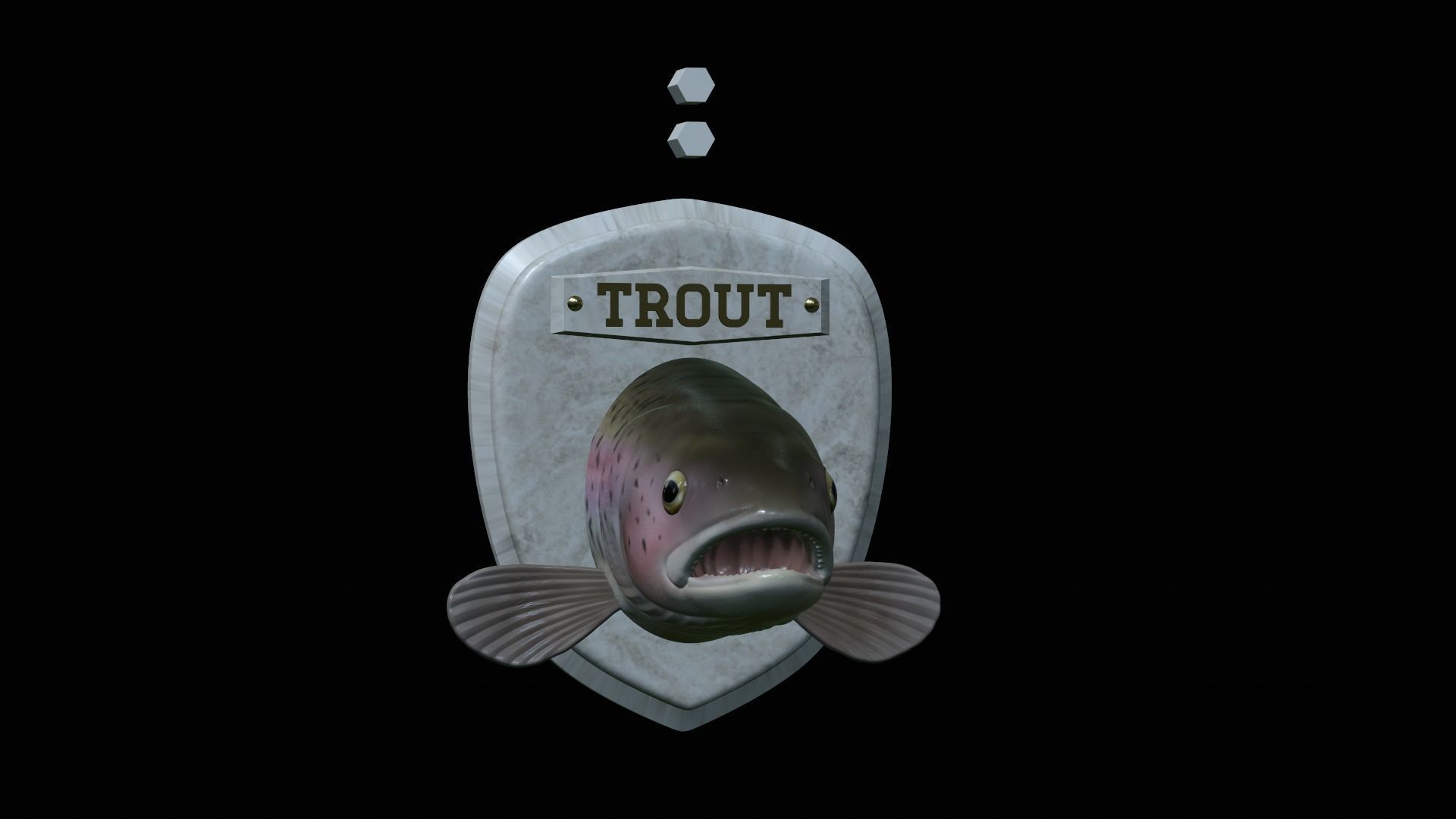 fish head trophy rainbow trout statue detailed texture 3D print model_8