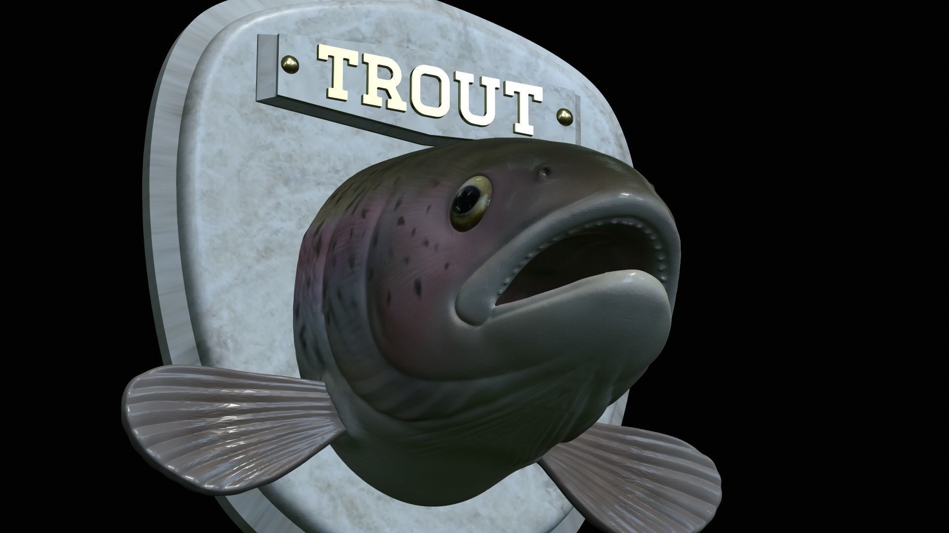 fish head trophy rainbow trout statue detailed texture 3D print model_11