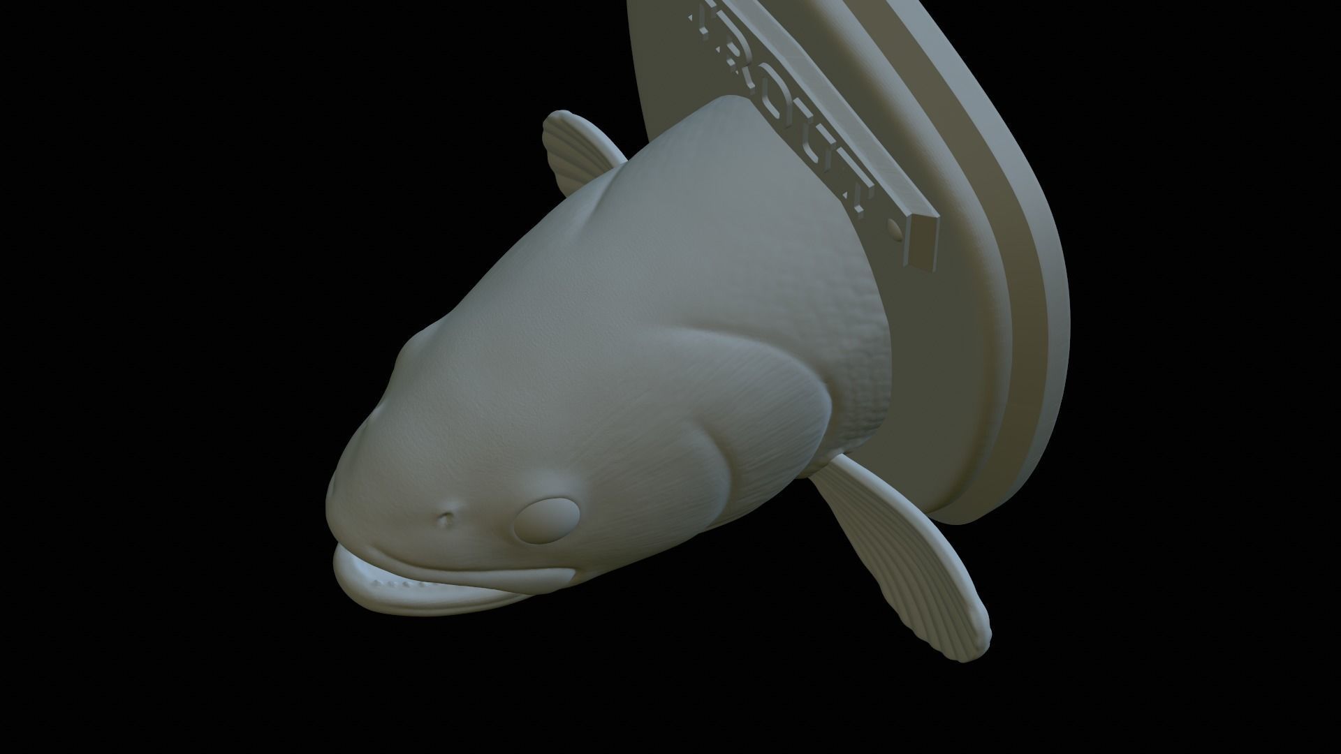fish head trophy rainbow trout statue detailed texture 3D print model_36