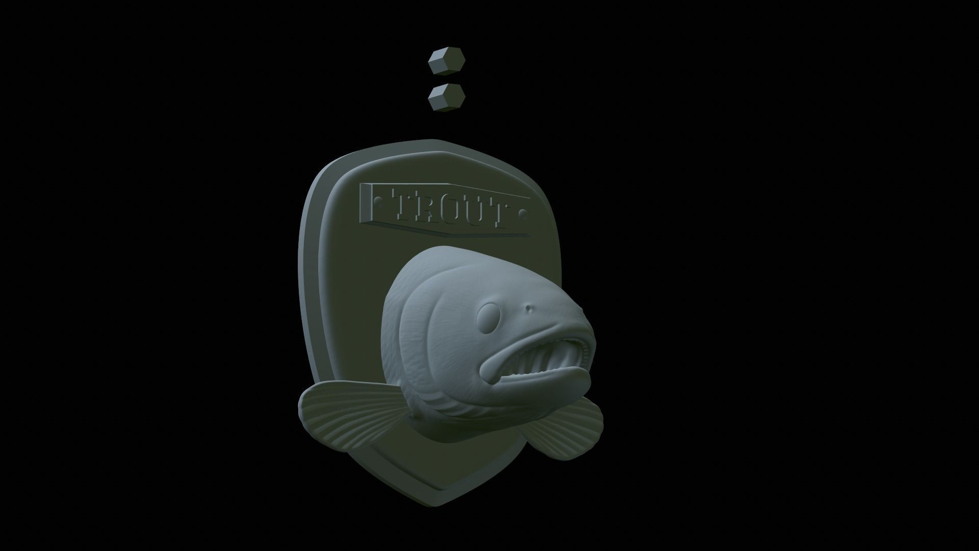 fish head trophy rainbow trout statue detailed texture 3D print model_30