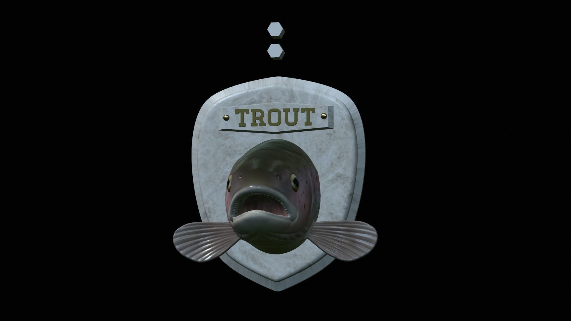 fish head trophy rainbow trout statue detailed texture 3D print model_38