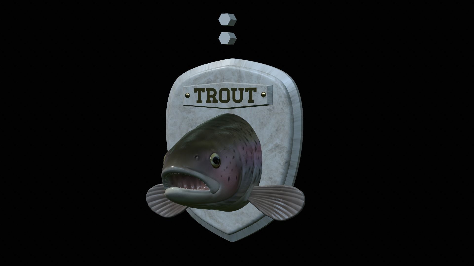 fish head trophy rainbow trout statue detailed texture 3D print model_16