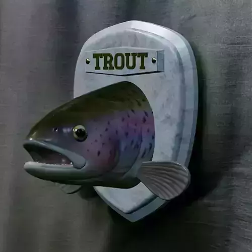 fish head trophy rainbow trout statue detailed texture