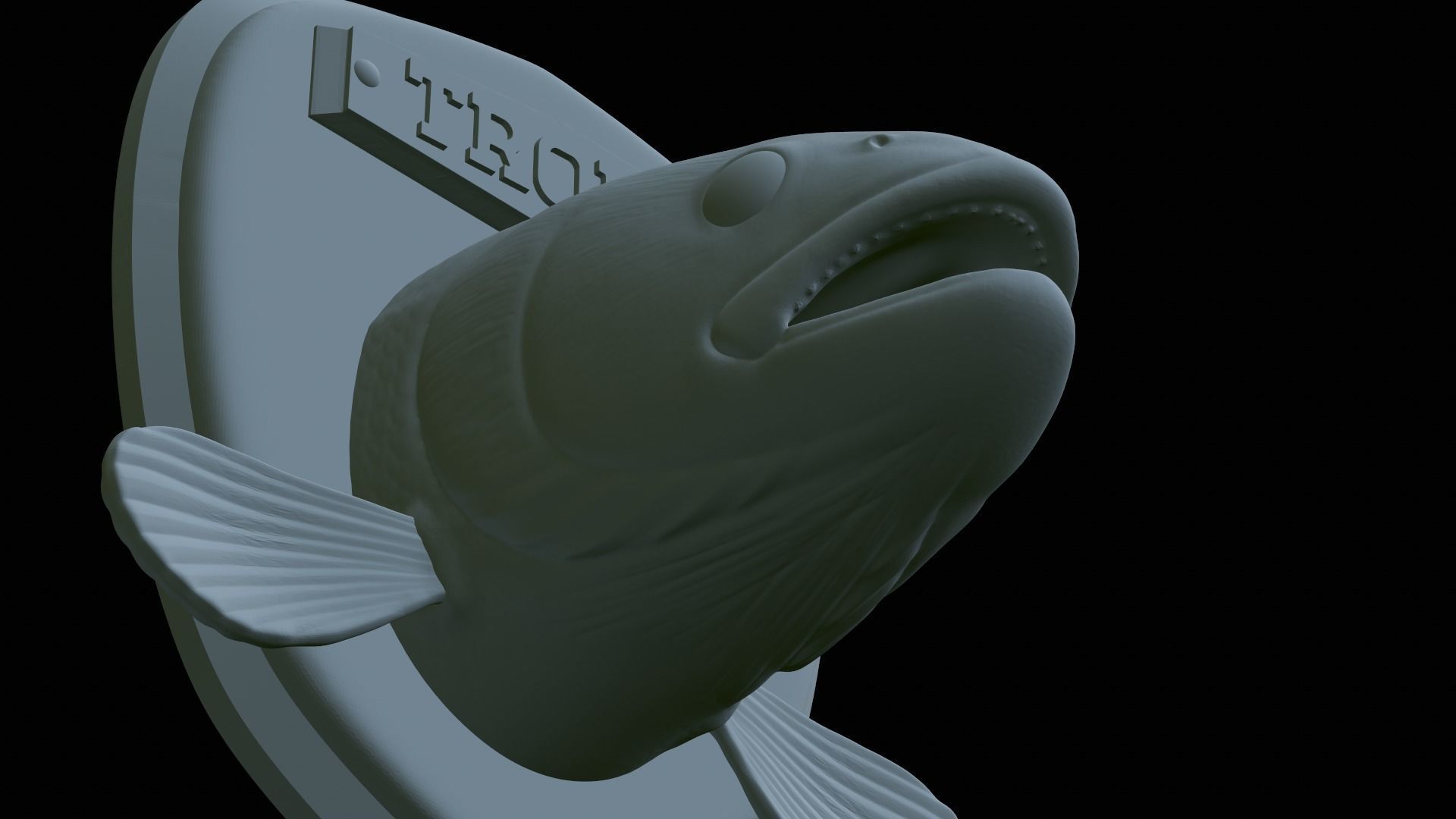 fish head trophy rainbow trout statue detailed texture 3D print model_10