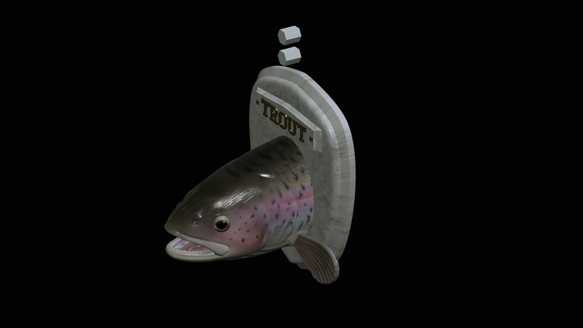 fish head trophy rainbow trout statue detailed texture 3D print model_9