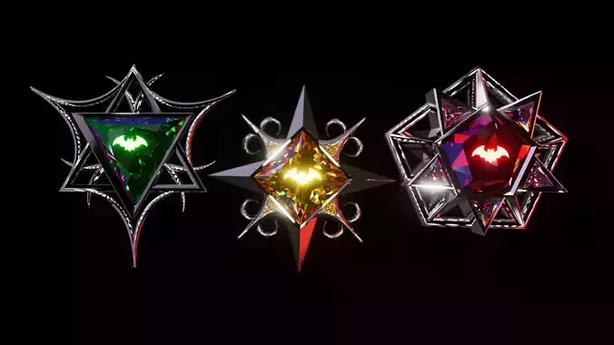 Bundle 3 in 1 V Rising 3D Pendant Jewelry