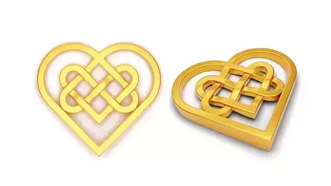 Love Knot Inscribed In A Heart Pendant