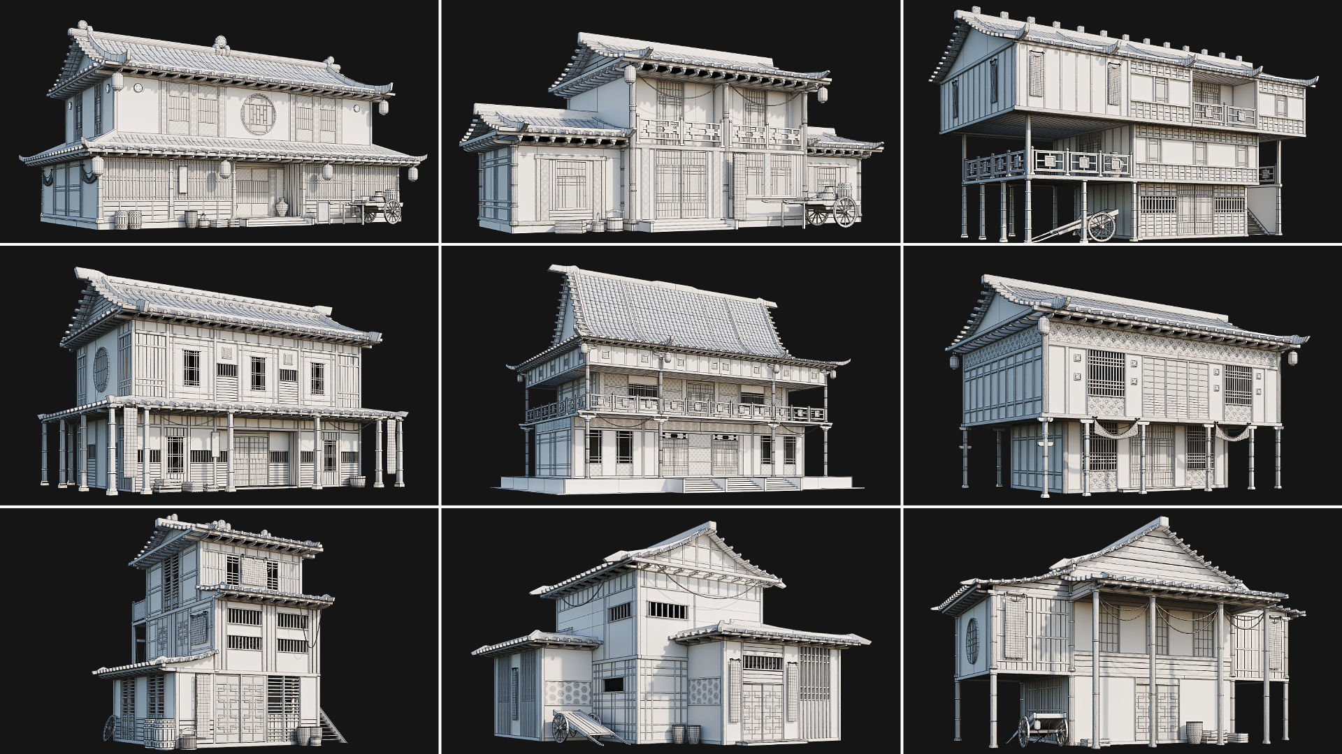 50 JAPAN BUILDINGS - 4K PBR HIGH QUALITY Low-poly 3D model_8