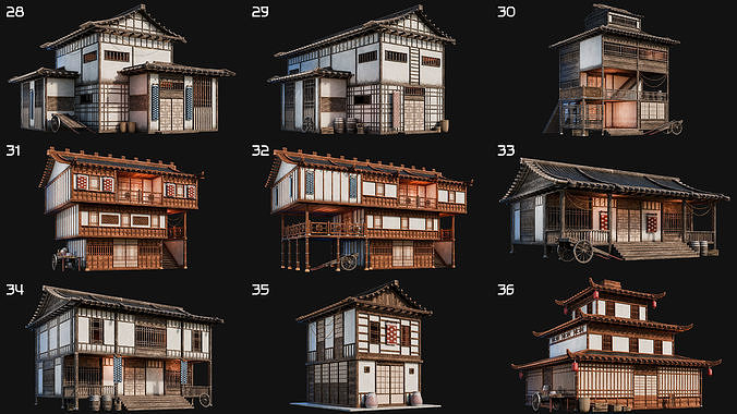 50 JAPAN BUILDINGS - 4K PBR HIGH QUALITY Low-poly 3D model 5