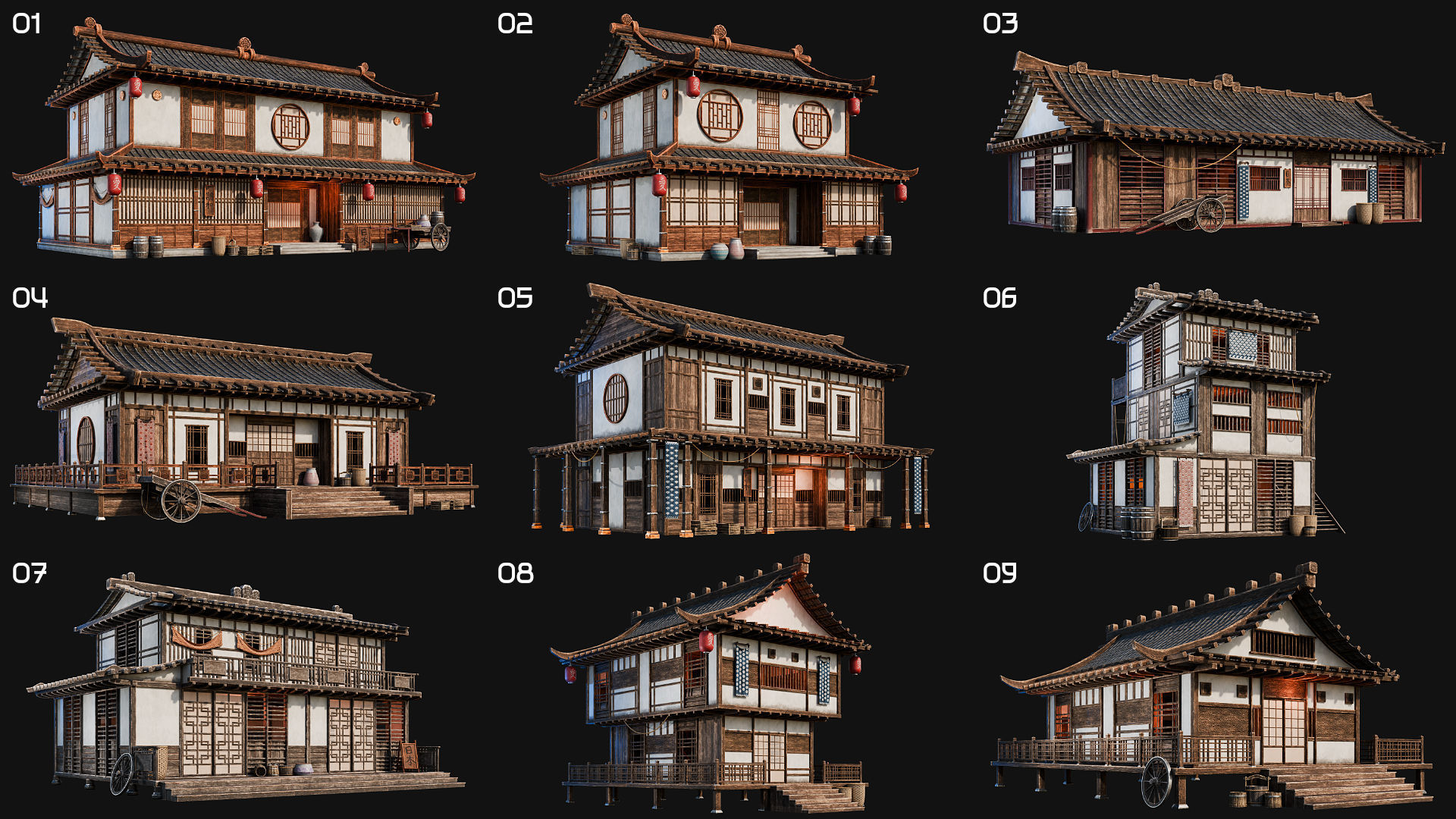 50 JAPAN BUILDINGS - 4K PBR HIGH QUALITY Low-poly 3D model_1