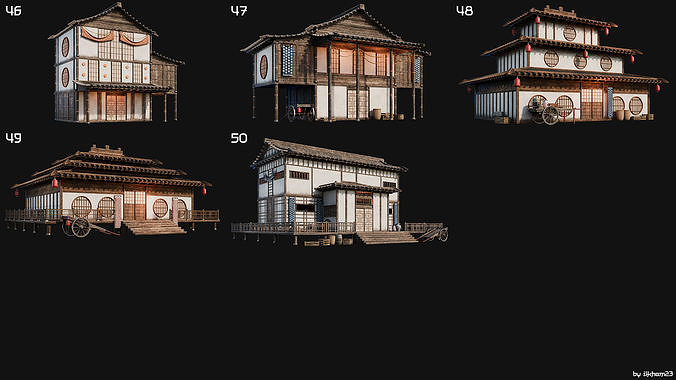 50 JAPAN BUILDINGS - 4K PBR HIGH QUALITY Low-poly 3D model 7