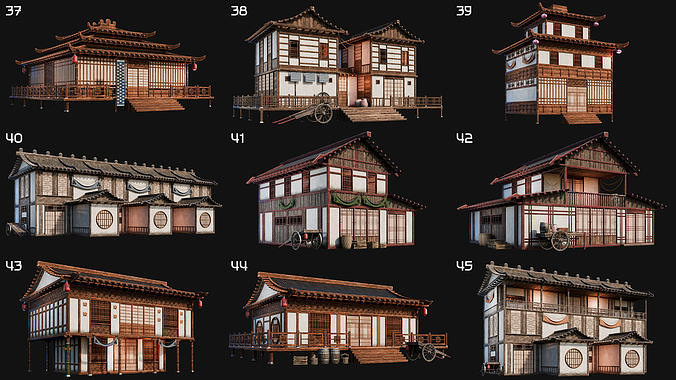 50 JAPAN BUILDINGS - 4K PBR HIGH QUALITY Low-poly 3D model 6