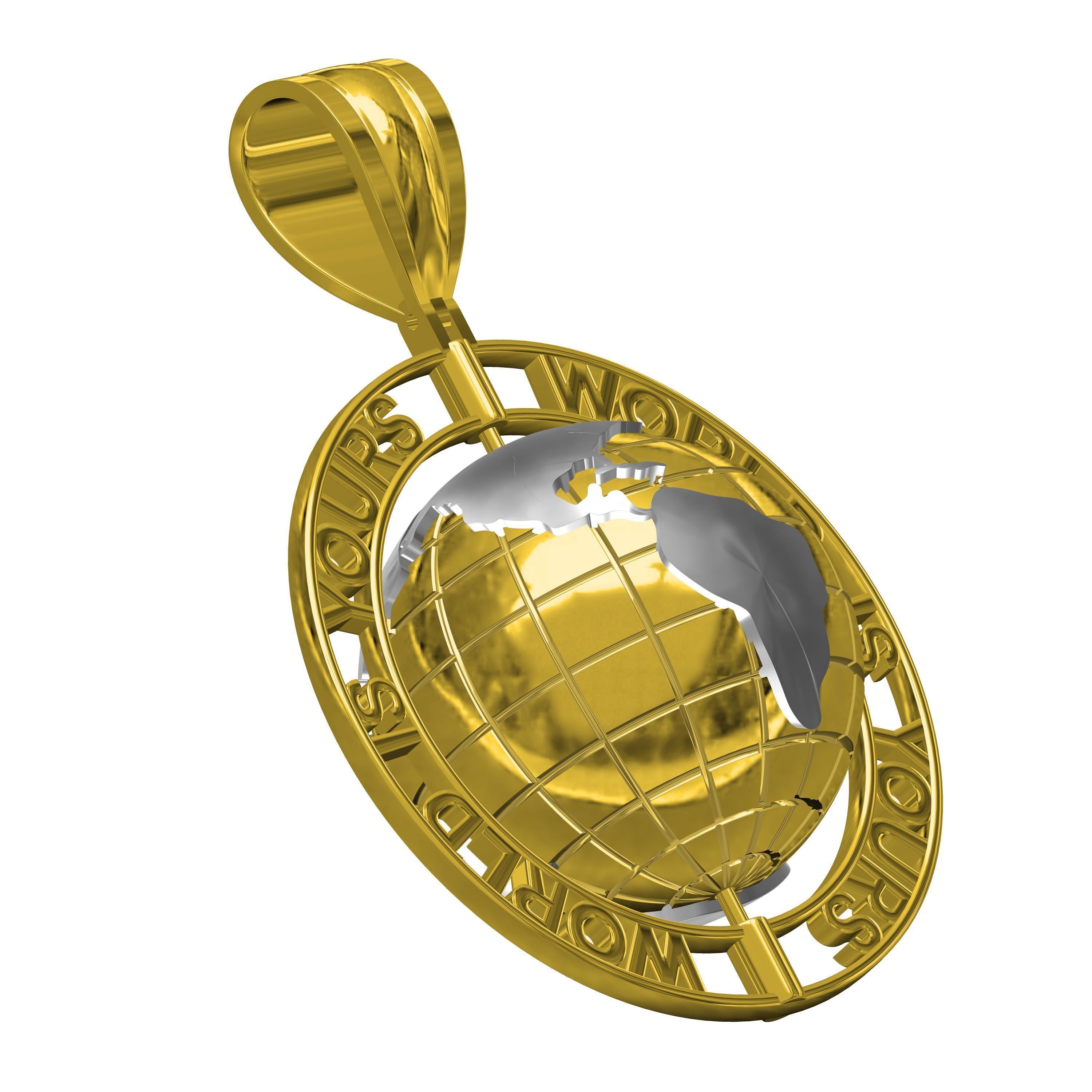 World is your pendant without Diamond 3D print model_4