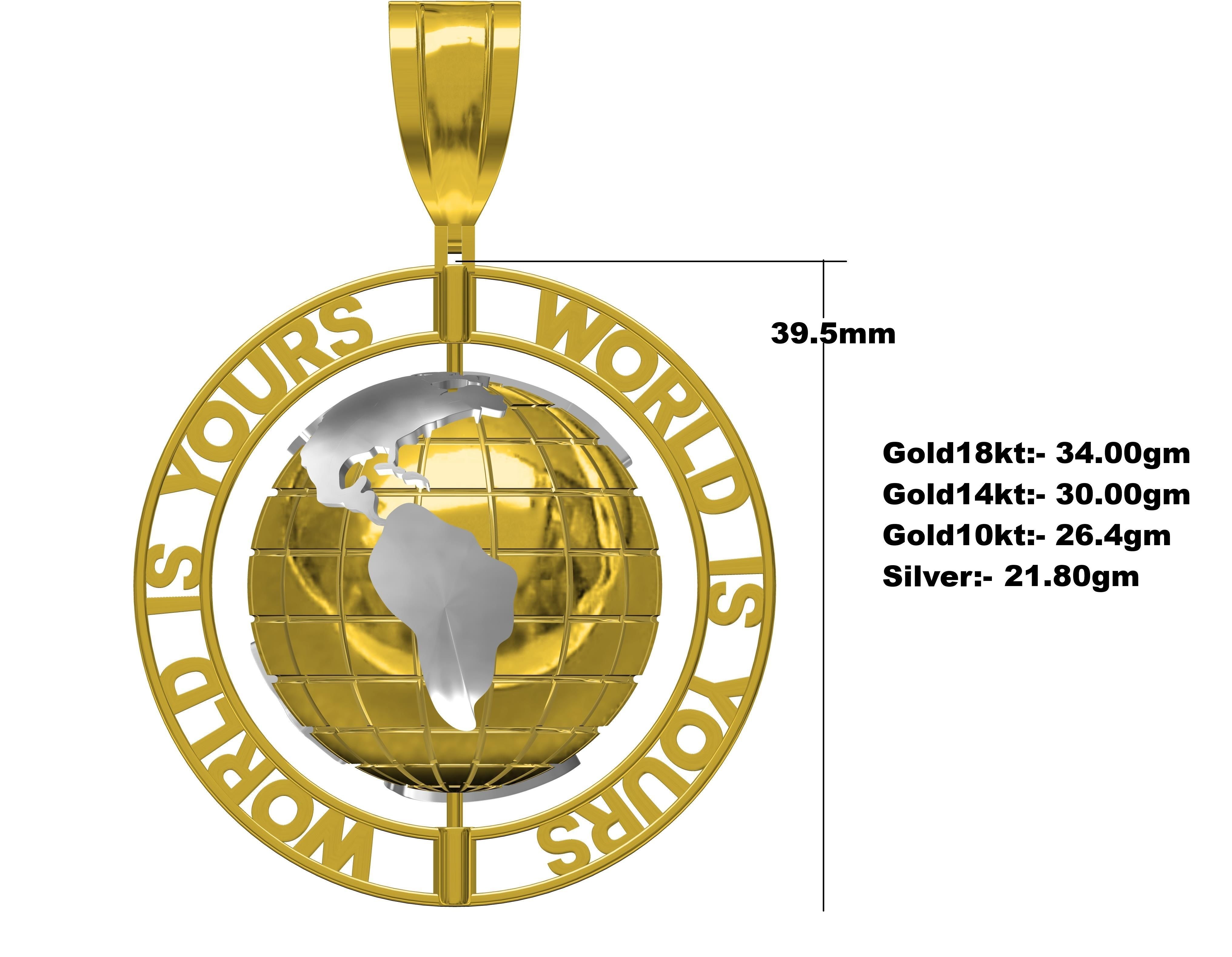 World is your pendant without Diamond 3D print model_9
