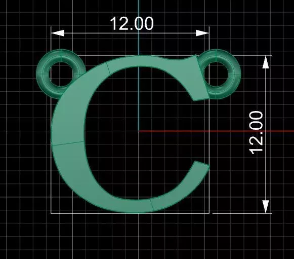 Letter C pendant 3D print model_0