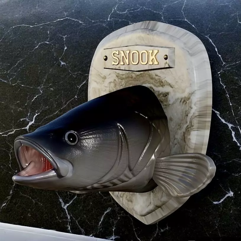 fish head trophy black snook statue detailed texture 3D print model