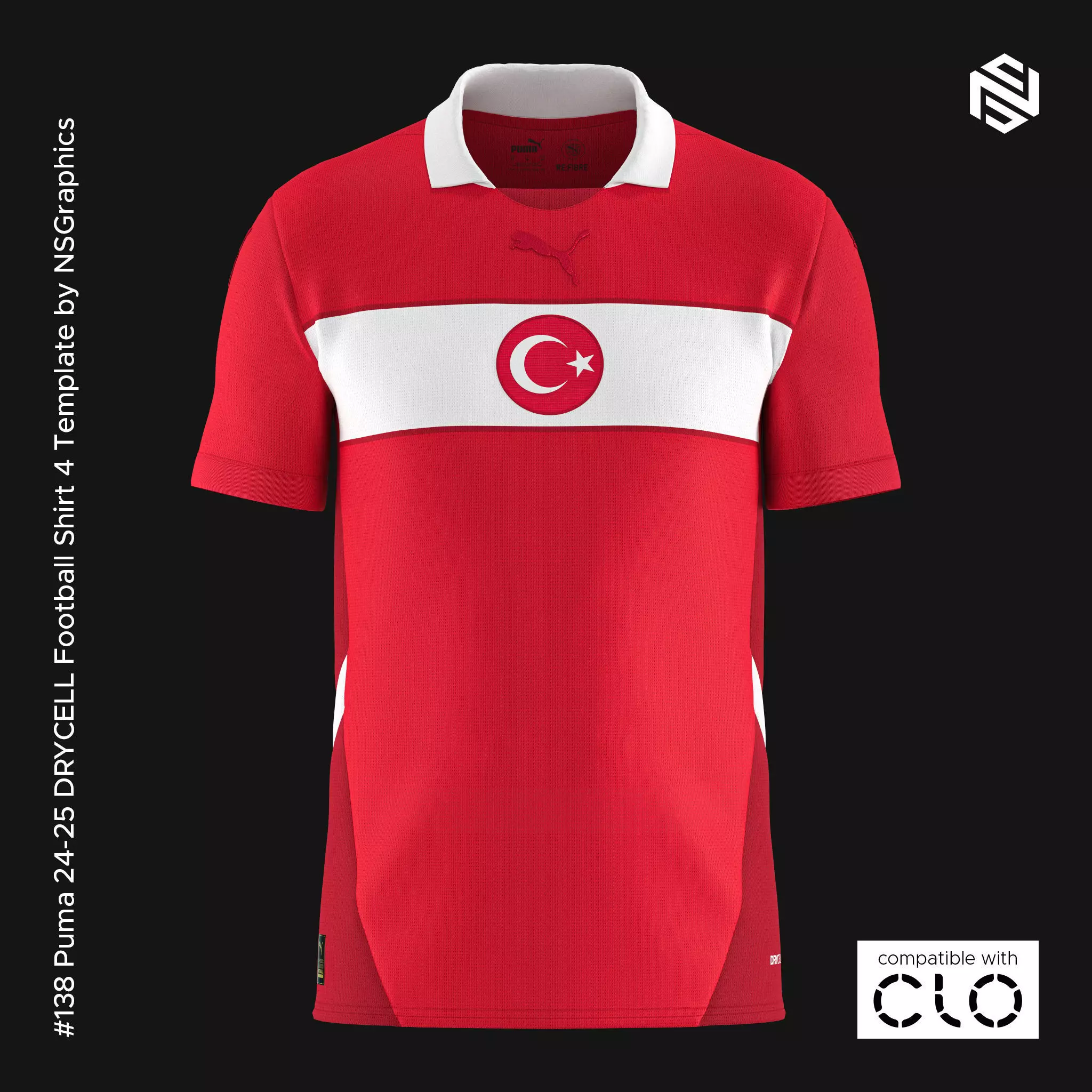 Puma 24-25 DRYCELL Football Shirt 4 Template for CLO 3D 3D model