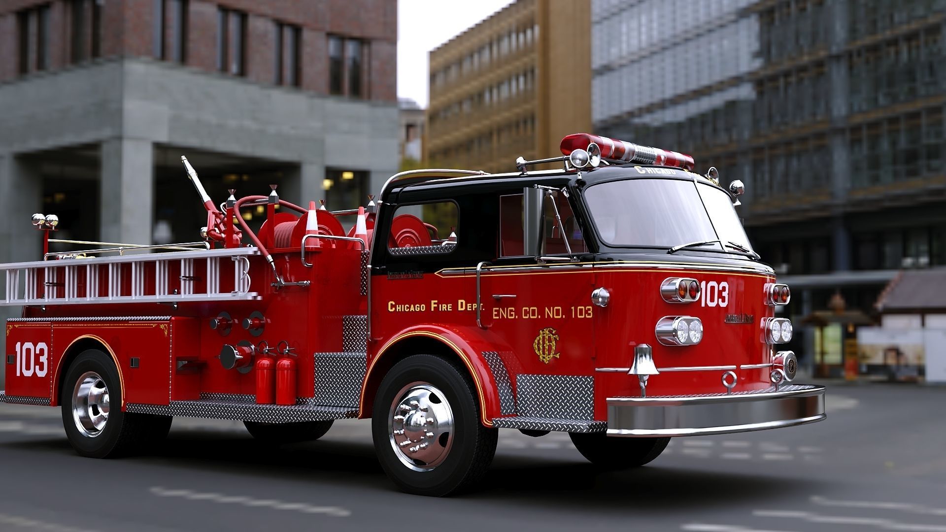 3D model Fire truck American La France 900 Chicago Fire Dep VR / AR ...