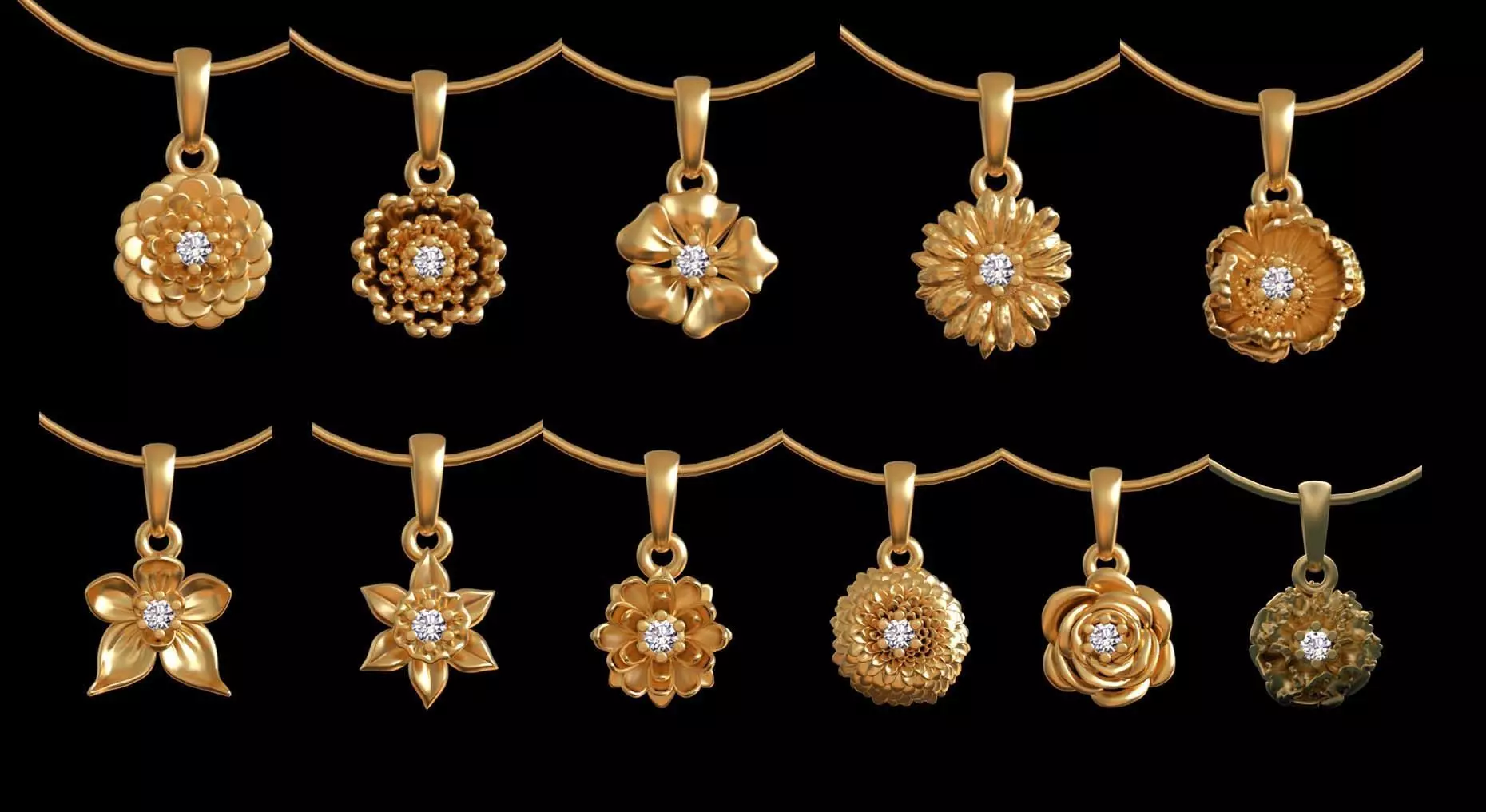 PENDANTS FLOWERS 3D print model_0