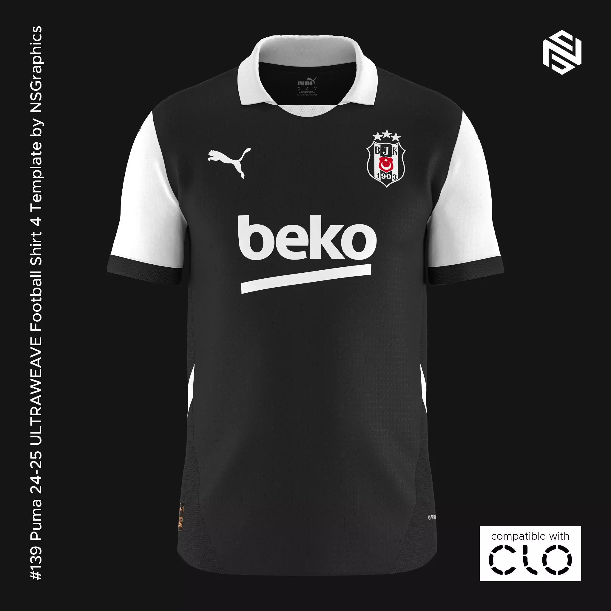Puma 24-25 ULTRAWEAVE Football Shirt 4 Template for CLO 3D 3D model