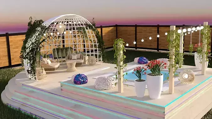 Garden decor with pool