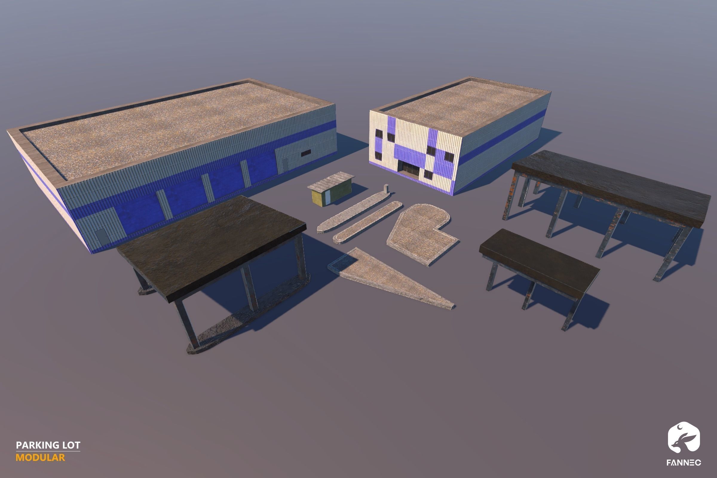 Modular Parking Lot V1 - Unity Low-poly 3D model_6
