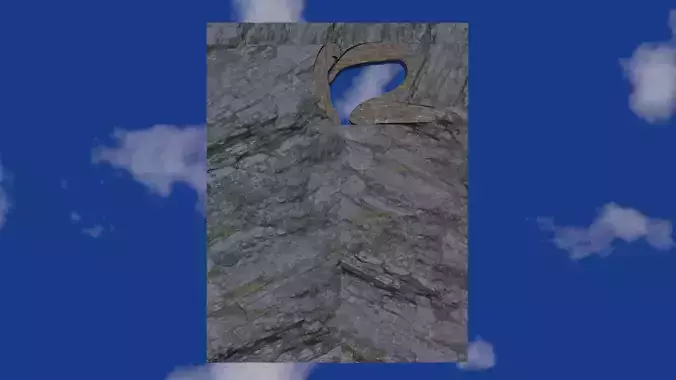 Stone wall with window in Chinese text shape